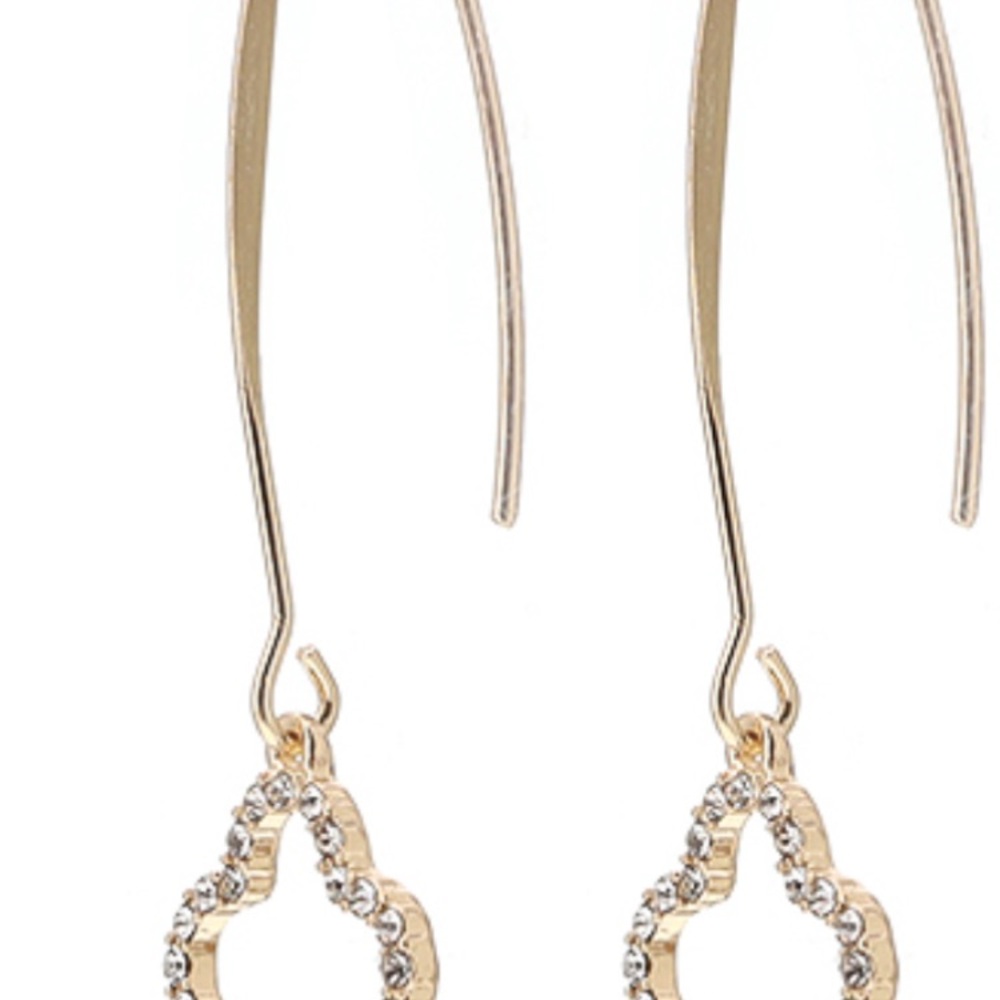 Gold Dangle Earrings with Rhinestones
